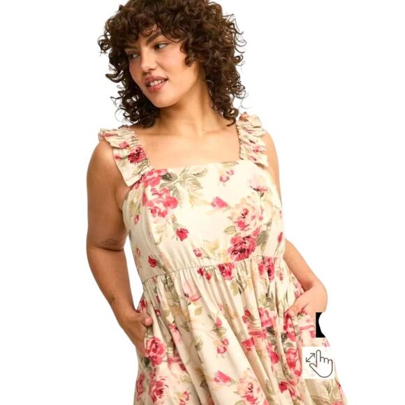 TORRID NEW MAXI Challis Steph Rose Ruffle StrapTiered Plus Size 3X Dress - Picture 7 of 17